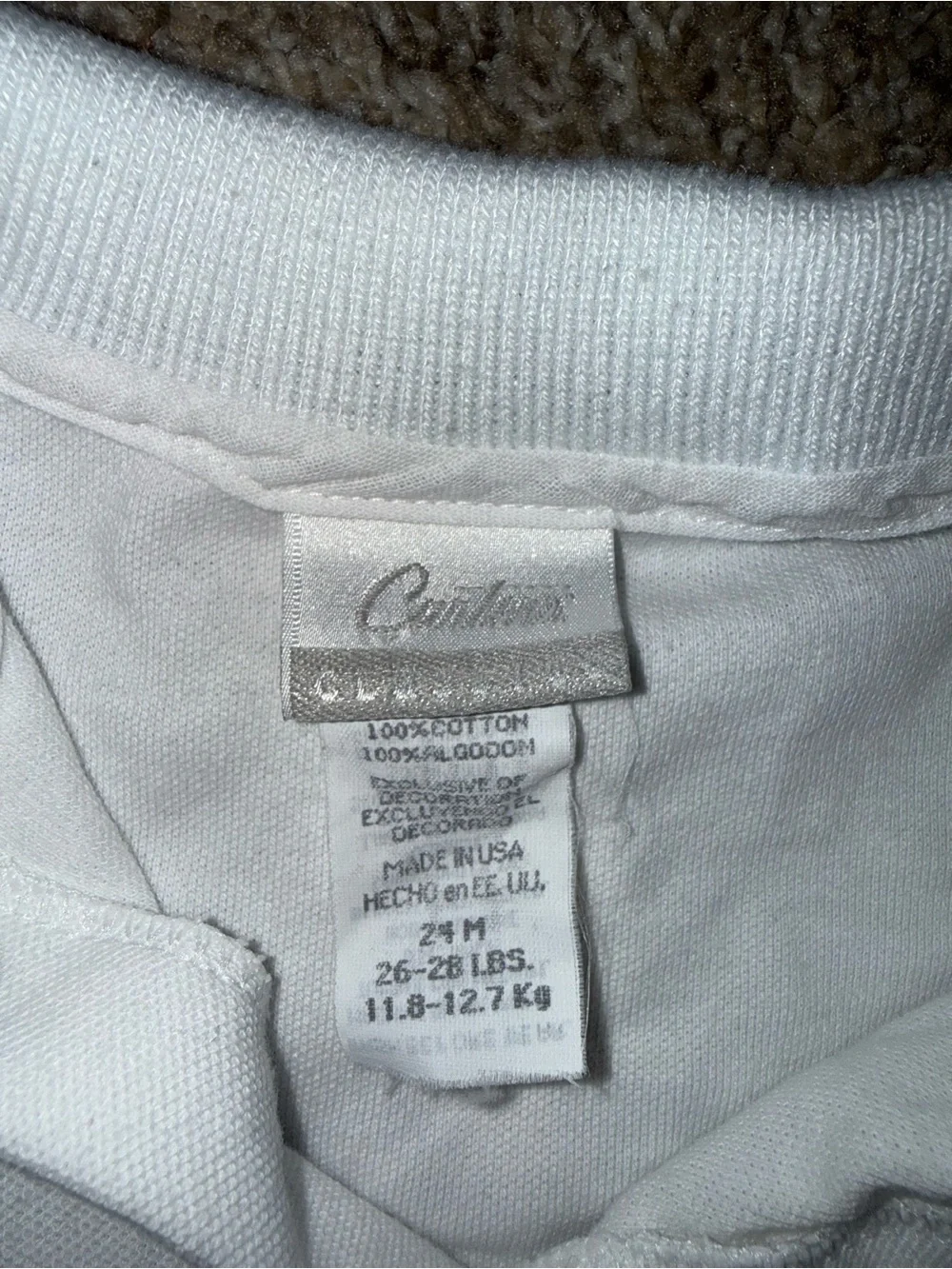 Vintage 90s Carter's White Knit Baby Polo Snap Shirt Nursery Rhyme Embroidery
